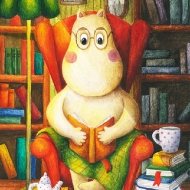 Ansichtkaart Moomin Leest. 